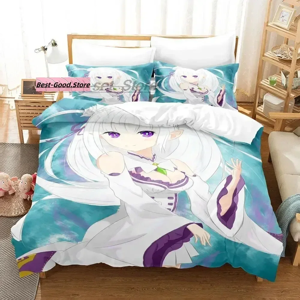 

3D Print Anime Bed Sheet Set Re Zero Printed Bedding Duvet Cover Set Soft and Comfortable Perfect Children Room Decoration