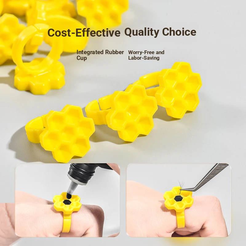 كوب غراء على شكل قرص العسل لتمديد الرموش مع وظيفة التأخير، كوب نازف غراء قابل لإعادة الاستخدام بتصميم زهر البرقوق، كاذبة احترافية #2