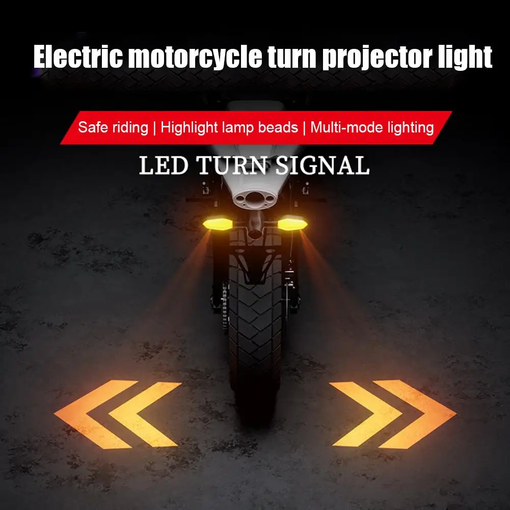Motorcycle Led Turn Signal Lights Projector LED Projector Turn Signal Lights With Arrow Projection High Brightness Warning Light
