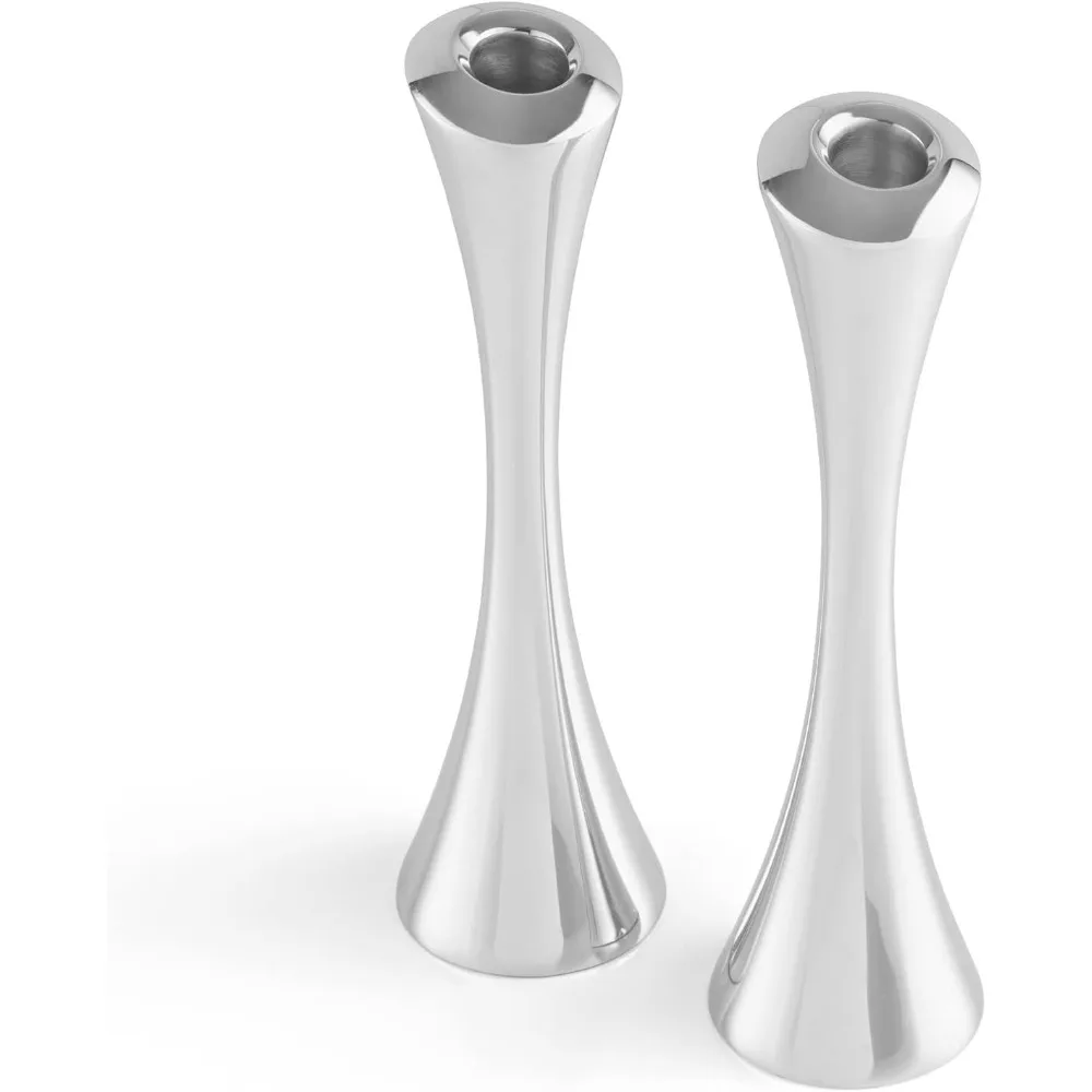 

nambe Aquila Candlestick Holders，2-Pc Set，Metal Taper Candle Holder，Modern Decorative Centerpieces
