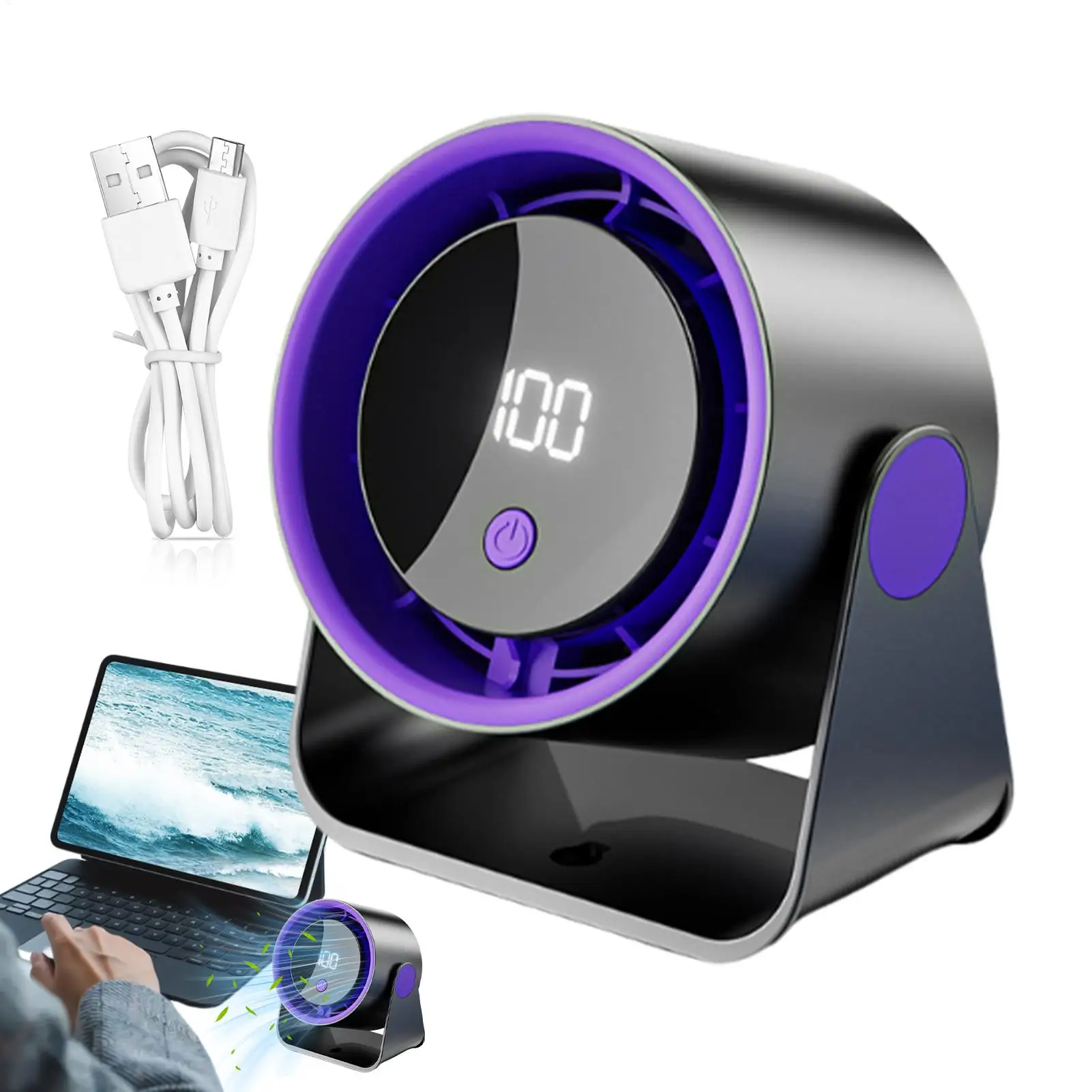 

Small Desk Fan Quiet Table Air Circulator Fans Long Lasting Led Display Circulator Cooler Air Blower For Outdoor Travel Dorm Car