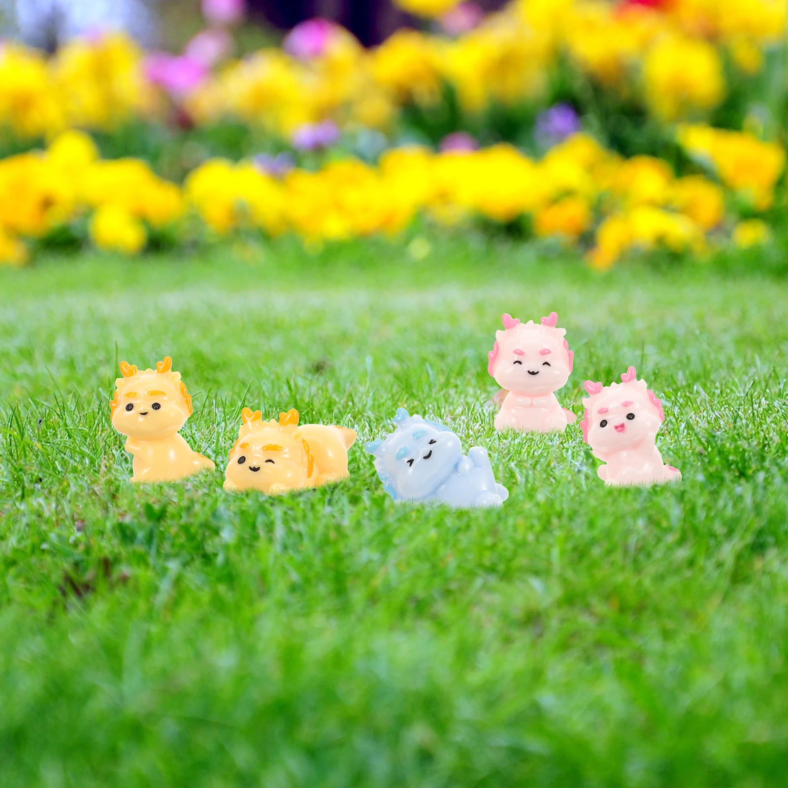 

5pcs Desktop Decoration Resin Mini Dragon Figurines Durable Cartoon Statue Garden Yard Ornament Gift Resin Landscape Dragon