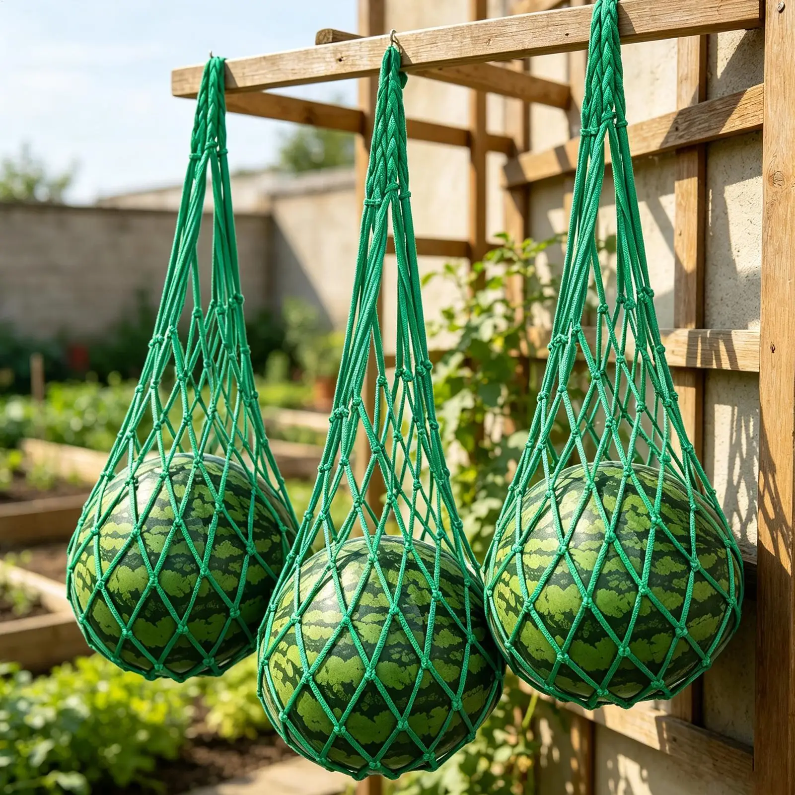 Watermelon Hammock 10Pcs 60cm Breathable Reusable Fruit Storage Net for Melon Cucumber Vegetable Outdoor Garden Yard Patio