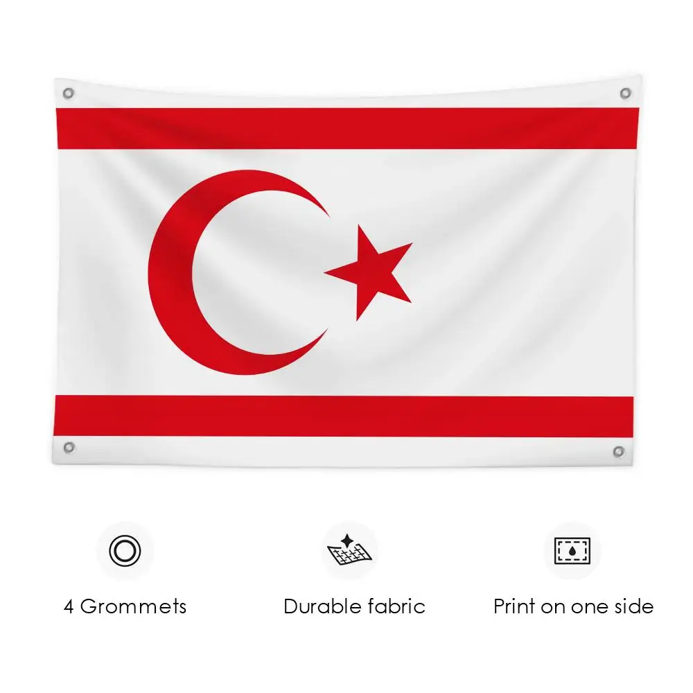 

Northern Cyprus Flags 3x5 Ft Custom Banner For Garage Door Room Decor Wall Out Decoration With Metal Buckle