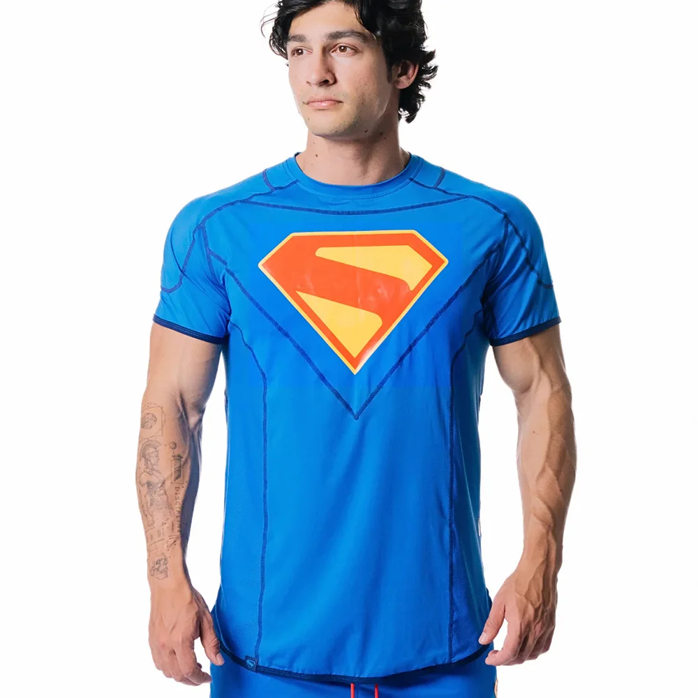جديد سوبرمان طبعة محدودة الأداء قمصان قصيرة الأكمام اللياقة البدنية تشغيل قميص المتضخم تنفس التجفيف السريع الرياضة المحملة #1