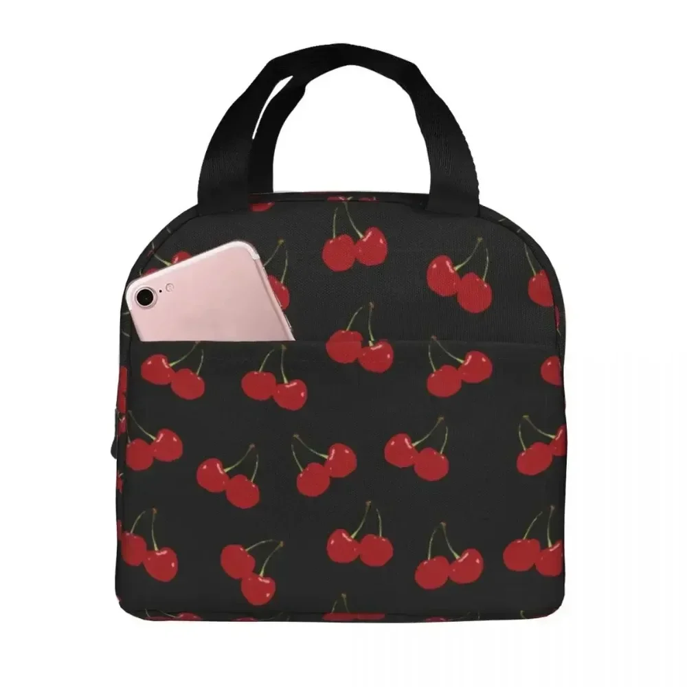 

Lunch Bags for Men Women Cherry Thermal Cooler Waterproof School Polyester Tote Food Bag