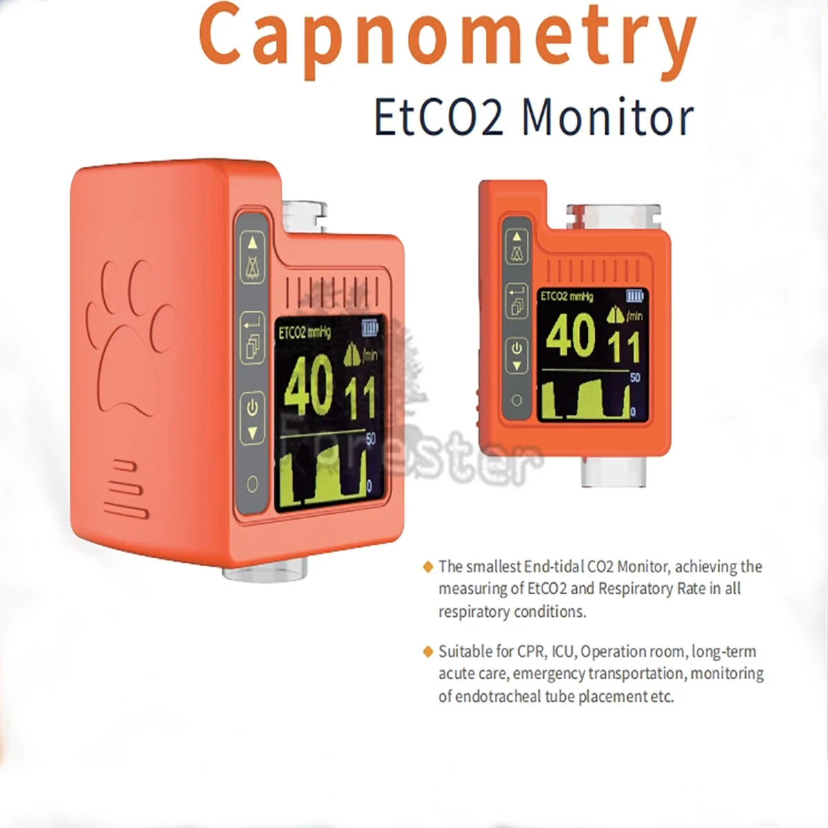 

Portable Real-time Capnograph EtCO2 Monitor measuring of EtCO2 and Respiratory Rate End-Tidal Carbon Dioxide Veterinary clinic