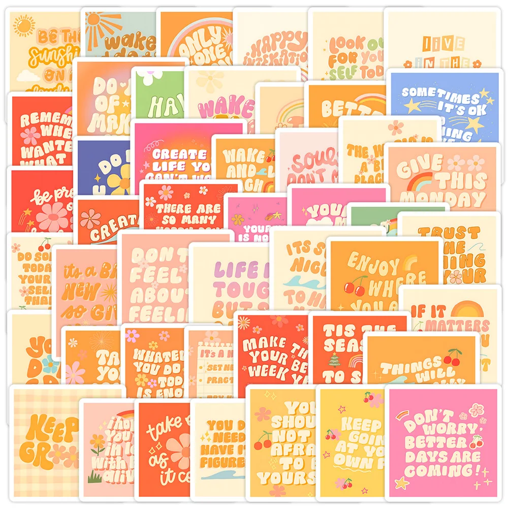 

50 English phrases graffiti stickers water cups computer suitcase water cups waterproof decorative stickers