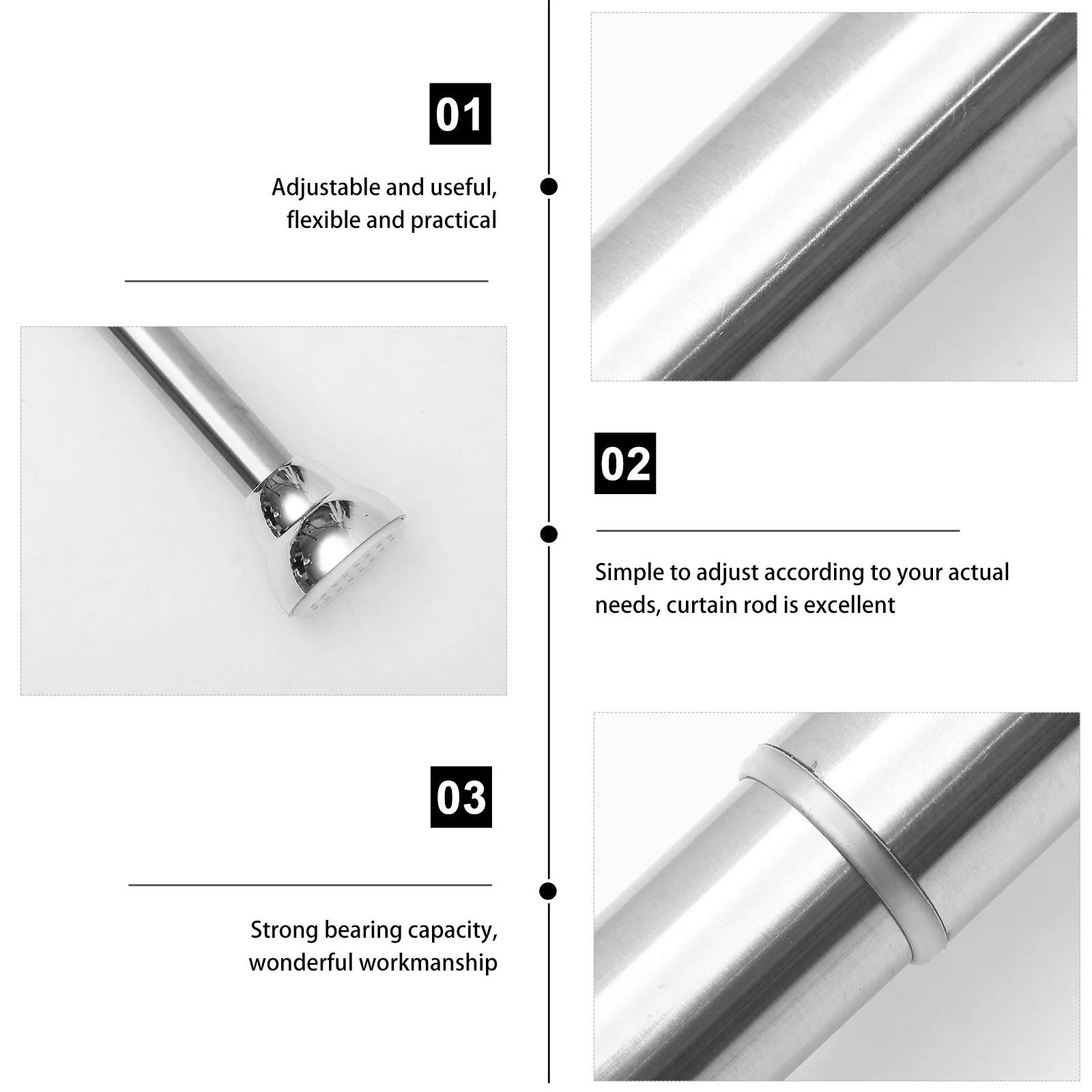 

Luxshiny Adjustable Door Security Bar Tension Rod for Window Sliding Doors Kitchen Bathroom Silver Stainless Steel