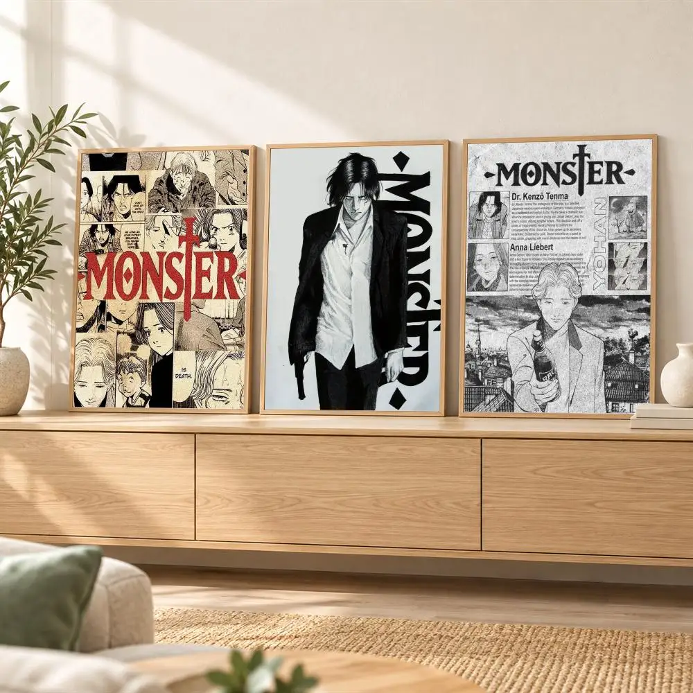 Anime M-Monster Poster Wall Stickers Self Adhesive Art Mural HD Print Decals for Bedroom Living Room Home Decor Gift