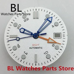 BL 31mm White Dial For Mens Watch Green Luminous Hand Fit NH34(GMT) Automatic Movement 3 o'clock Date Function