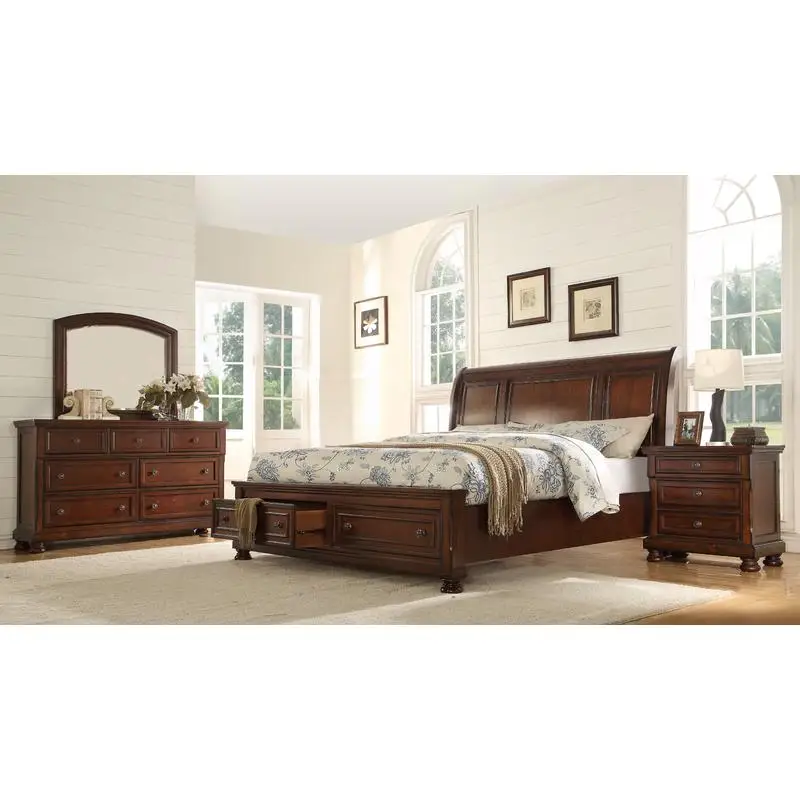 4-Piece Storage Platform Bed Set, Wooden Construction, Dark Walnut Finish, Modern Bedroom Furniture, Stylish & Functional