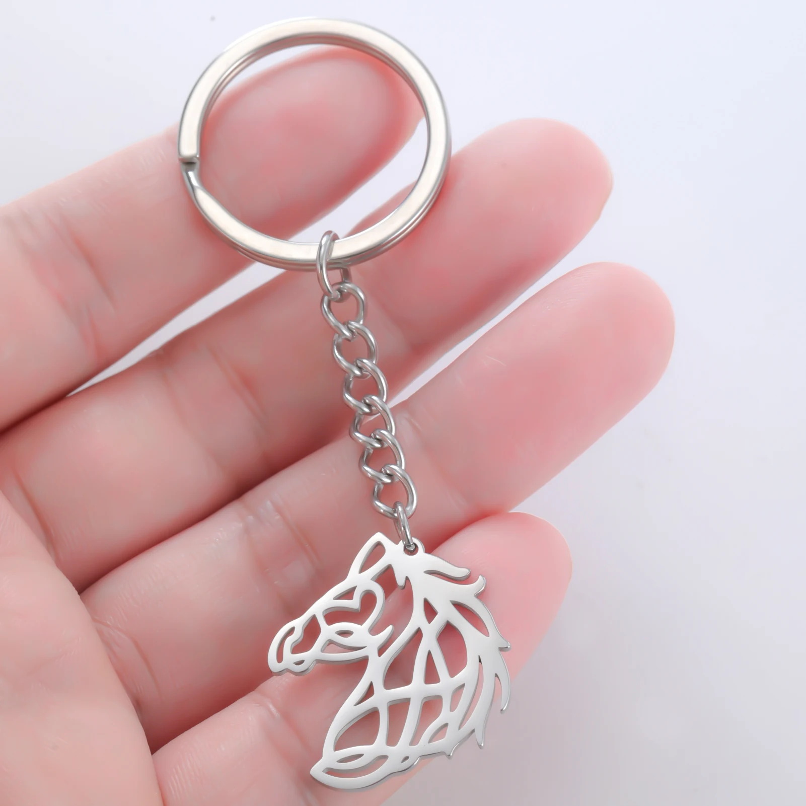 Supernatural Amulet Horse Keychain For Woman Men Father Dad Key Chain Ring Gold Color Stainless Steel Metal Pendant Jewelry Gift
