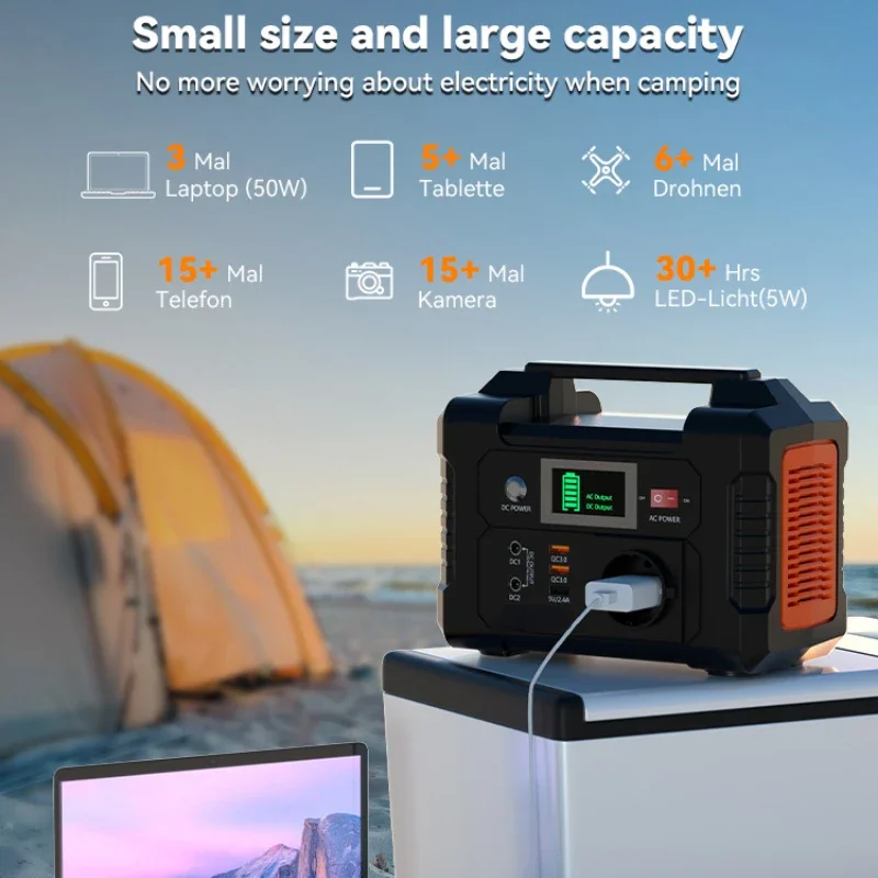 Portable Power bank Station 200W 40800mAh Emergency Power Supply for Outdoor Work Camping with LED Light Power Supply Station