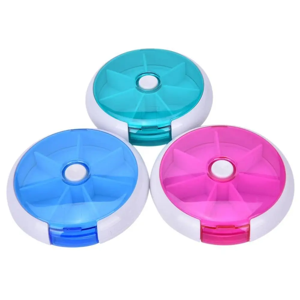 

Simple Rotating Seven-grid Pill Box 7 Day Weekly Medicine Pill Box Waterproof Sealed Travel Pill Case Pill Storage