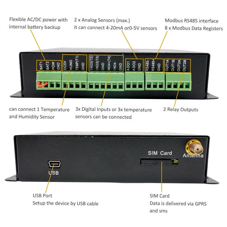 rs485 Modbus rtu 4G Temperature Recorder vibrating wire data logger wireless vibration sensor