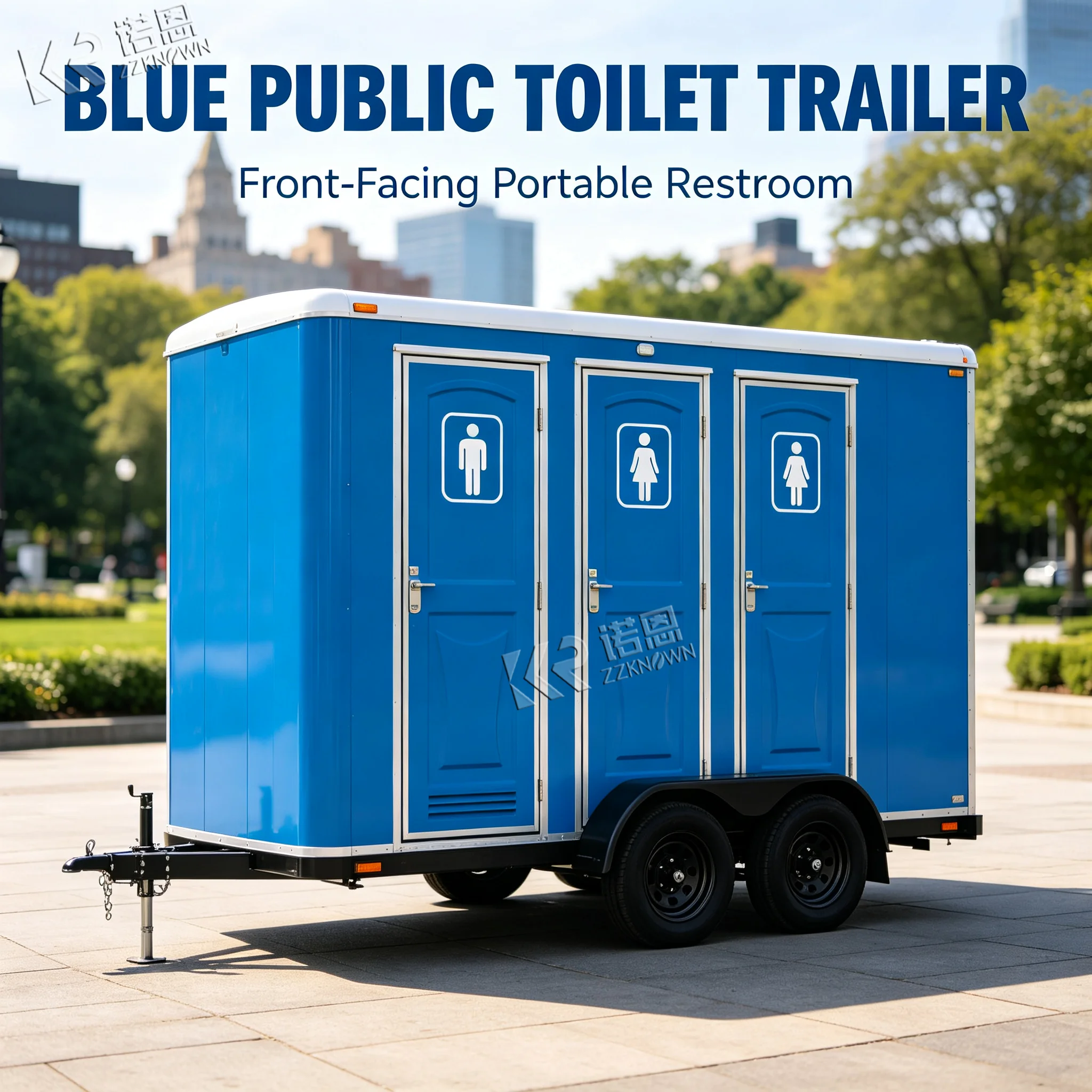 2 Door Multi Stall Mobile Restroom Trailer Portable Toilet Trailer Outdoor Festival Wedding Event Rental