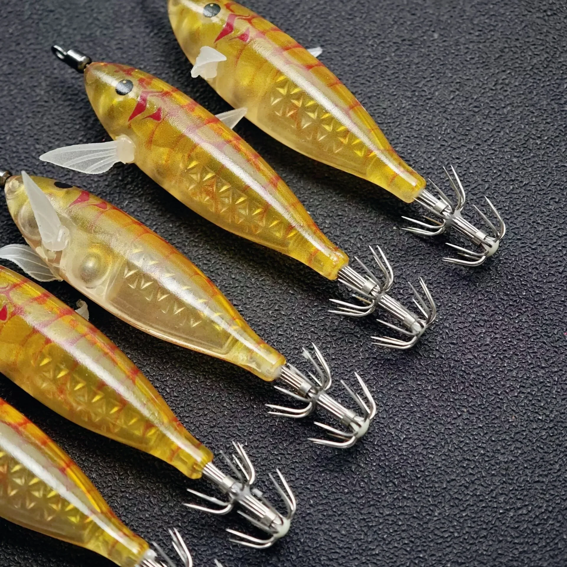 24 Stück/Set 8cm/5,7g Leuchtende Garnelen-Angelköder, Tintenfisch-Jig-Haken, Künstlicher Meeresköder, Oktopus-Köder, Angelzubehör – Detail 3