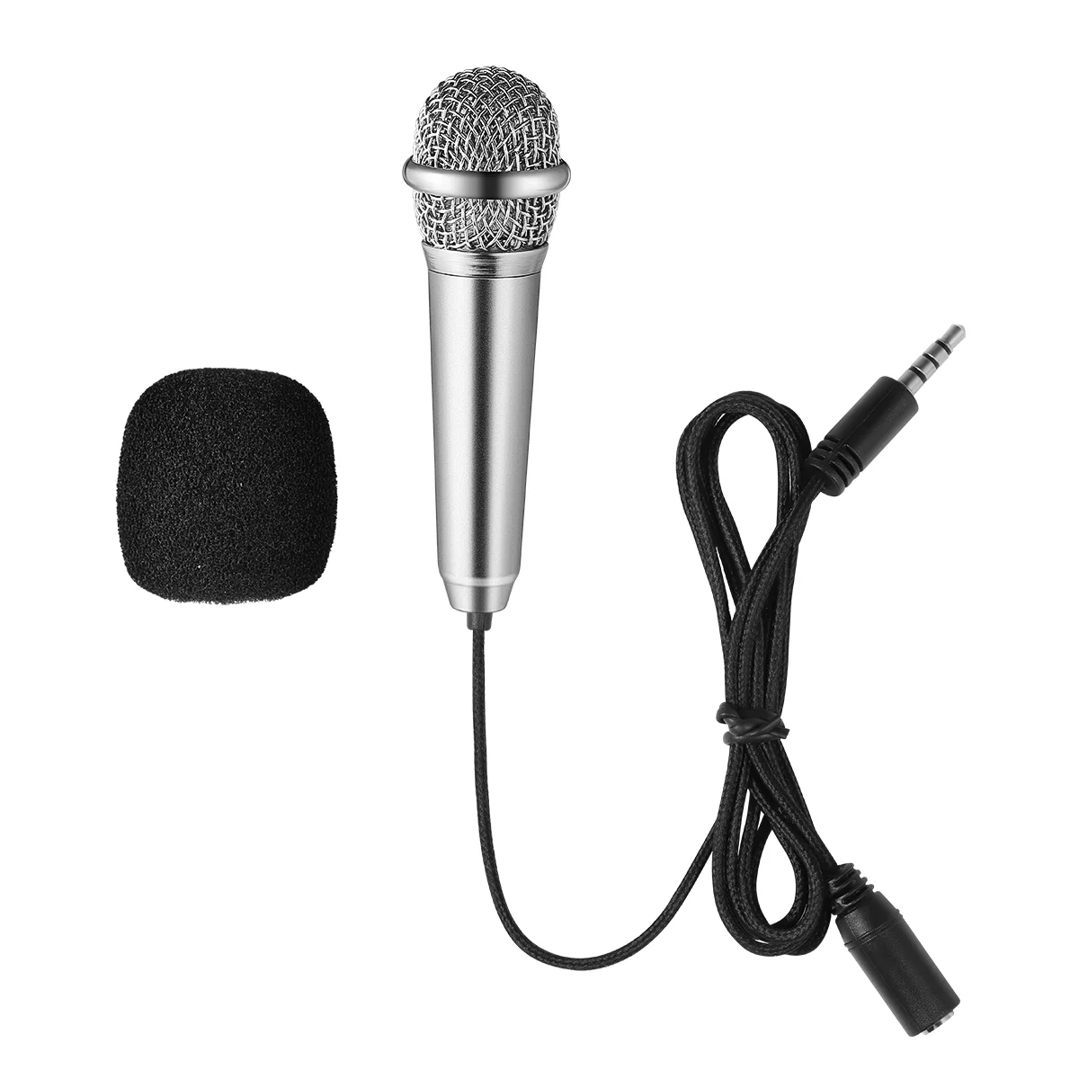 Healifty Mini Portable Vocal/Instrument Microphone for Voice Recording Chatting and Singing (Silver)