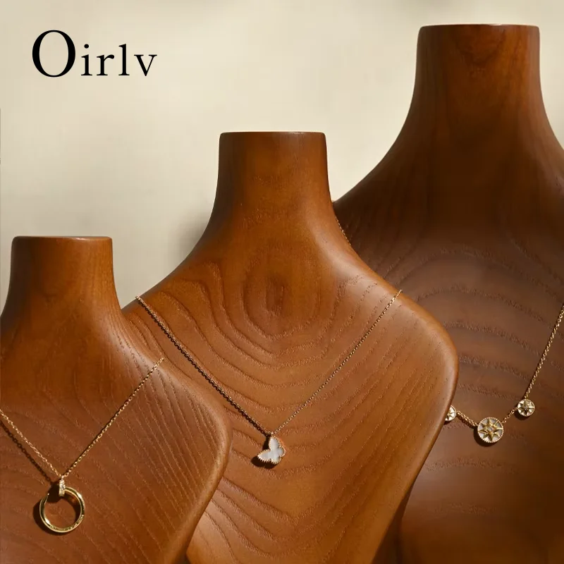 Oirlv Solid Wood Necklace Display Bust Stand Pendant Ring Finger Holder Mannequins Jewelry Exhibitor Jewelry Organizer Race