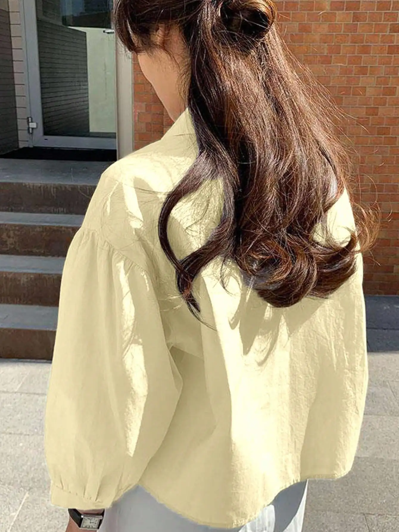 

Женская однотонная свободная рубашка с коротким или длинным рукавом, повседневная, летняя