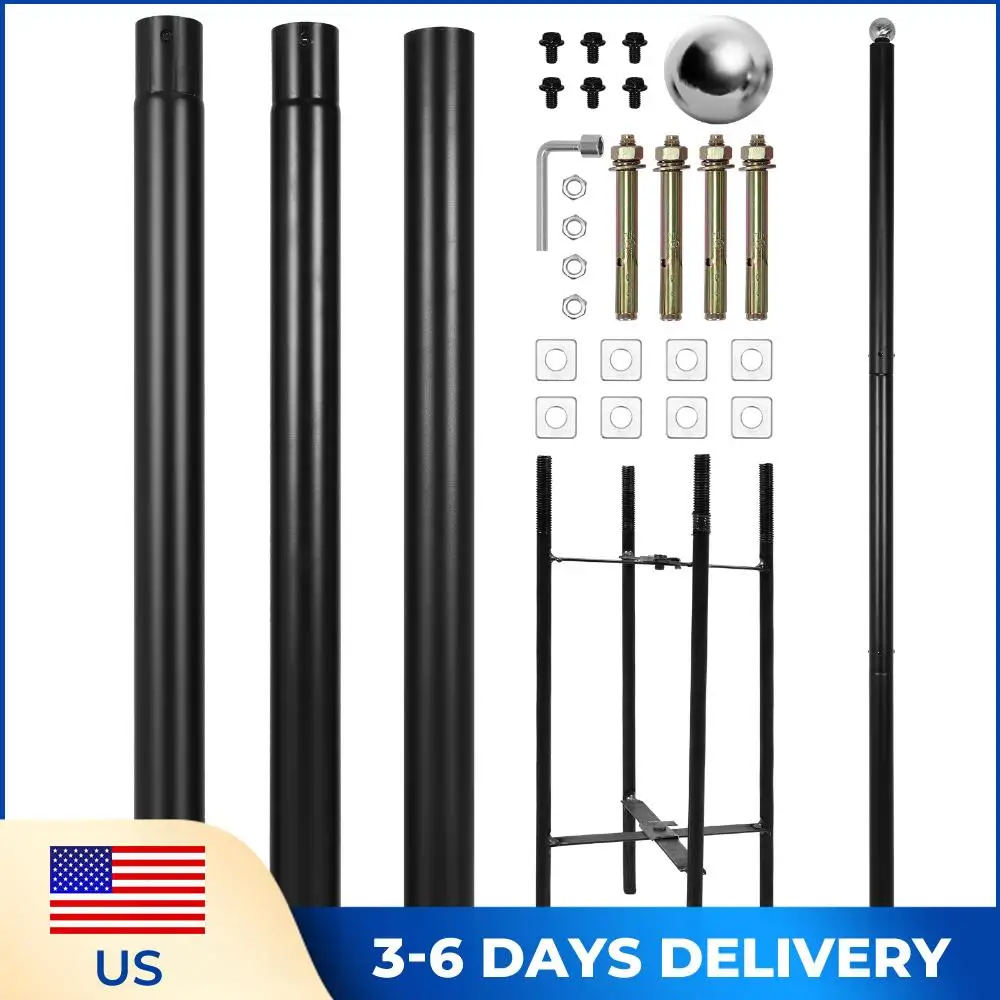 

10Ft Tall Metal Split Road Poles with Rebar Cage Base 3-Meter Straight Road Pole Weather-Resistant for Street/Parking Lots/Park