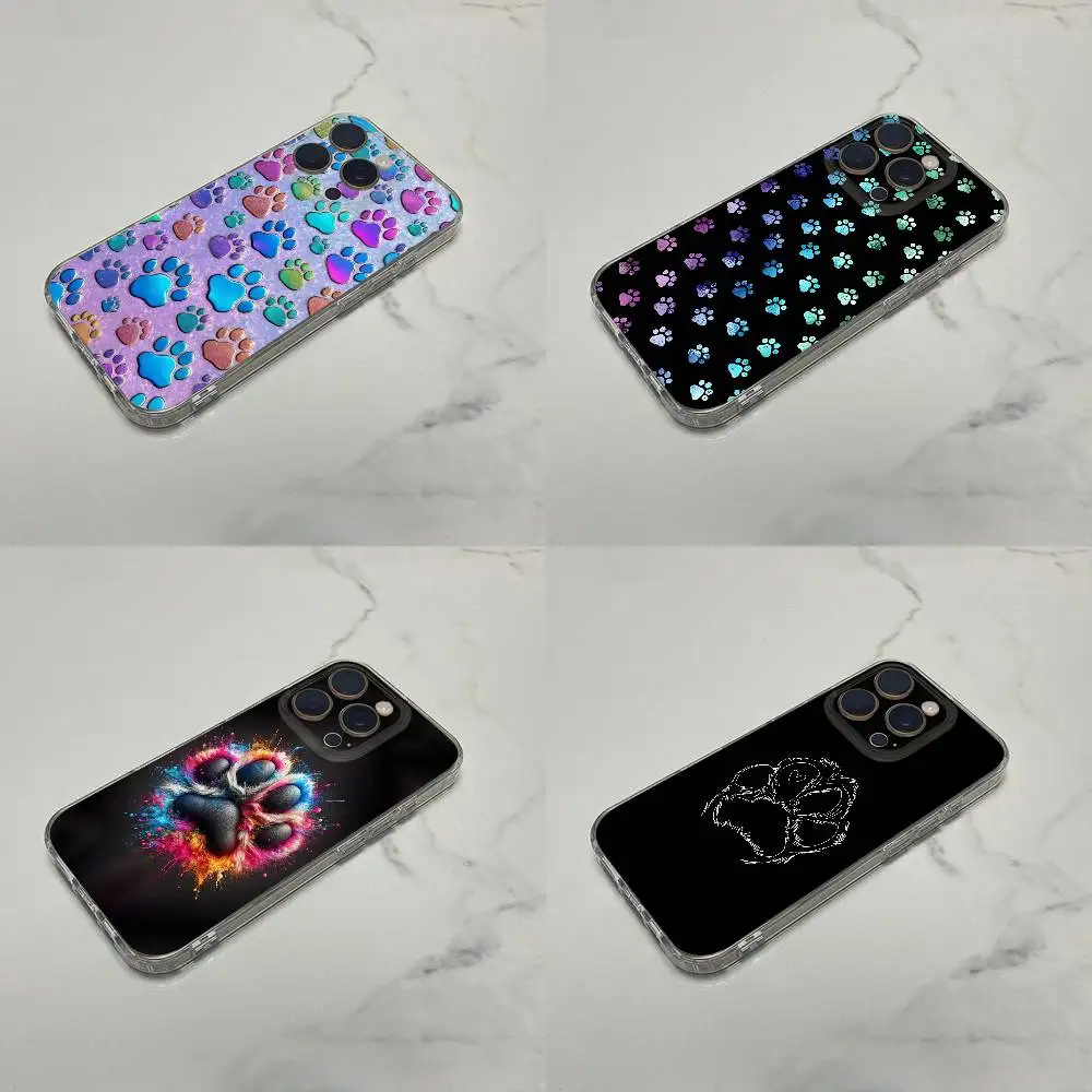 

Dog Footprints Puppy Paw Print Phone Case For iPhone 16,15,14,13,12,11 Plus,Pro,Max,XR,XS,Plus,E,SE4,Mini Transparent Cover