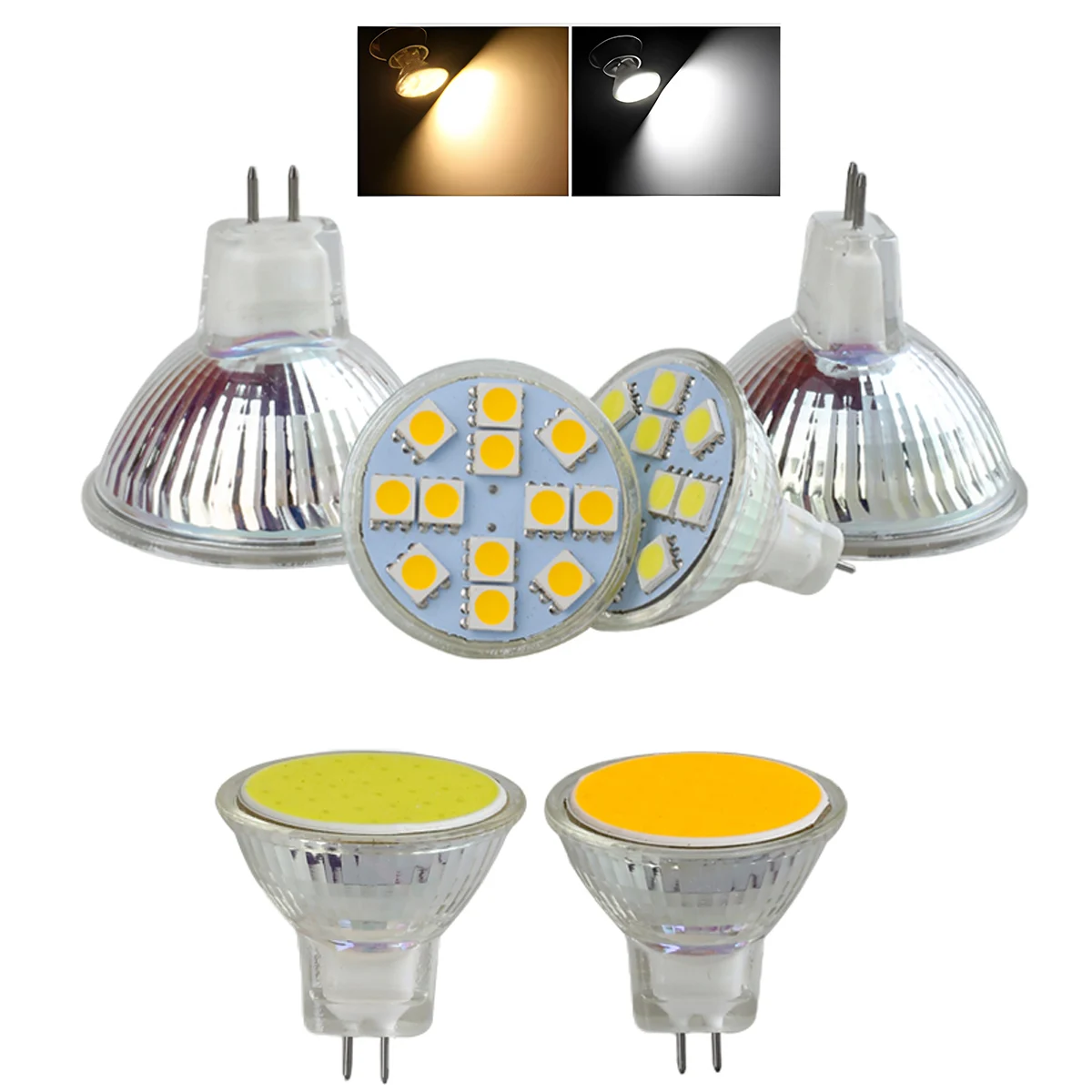 MR11 GU4 LED Spotlight Bulbs 12V 24V COB SMD 2W 3W Cold Warm White Replace 30W Halogen Lamps Energy Saving