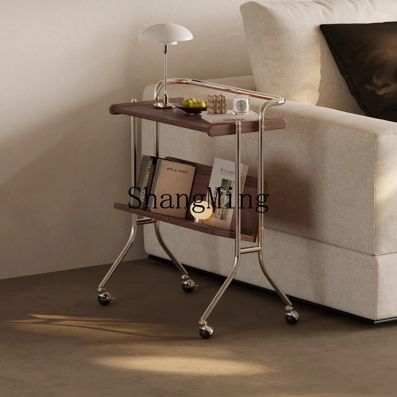 

SM household solid wood trolley rack retro living room sofa solid wood with wheel edge