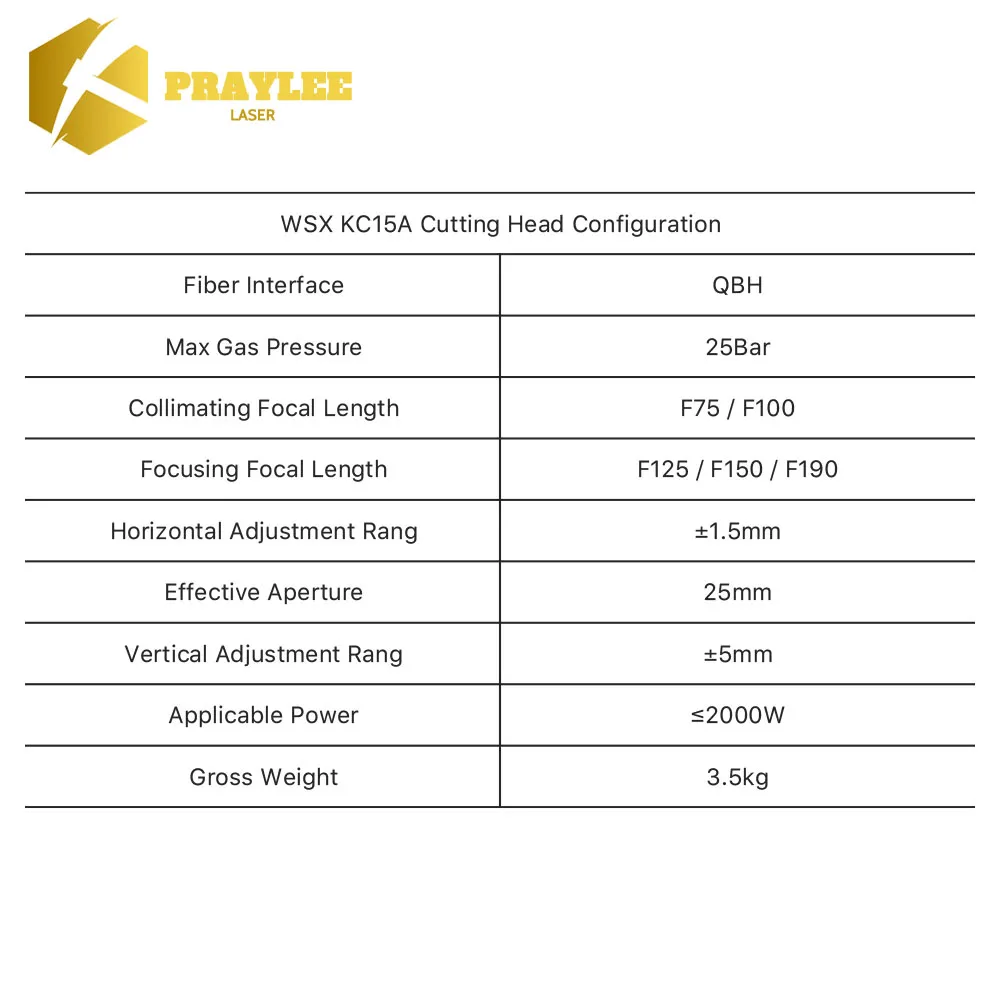 Praylee cabezal de corte láser de fibra para máquina de metales, piezas potentes CNC, WSX Original, 0-2kW, KC15A, FL150, CL100