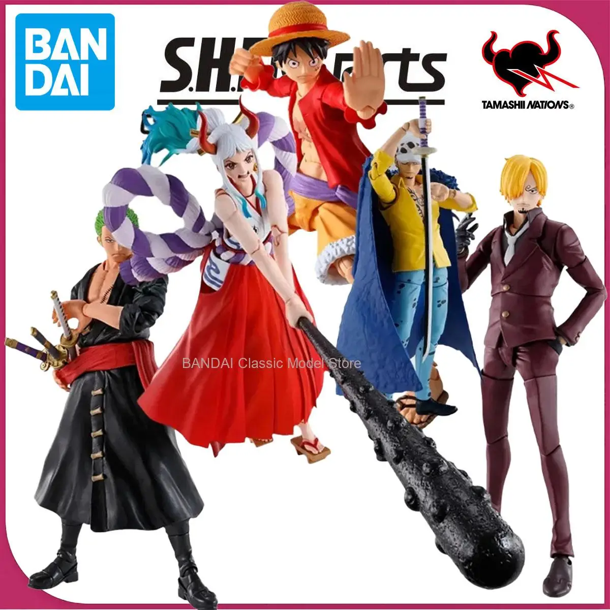 

In Stock Bandai S.H.Figuarts Luffy Roronoa Zoro Sanji Yamato Eustass Kid On Onagashima One Piece Anime Figure Action Model Toys