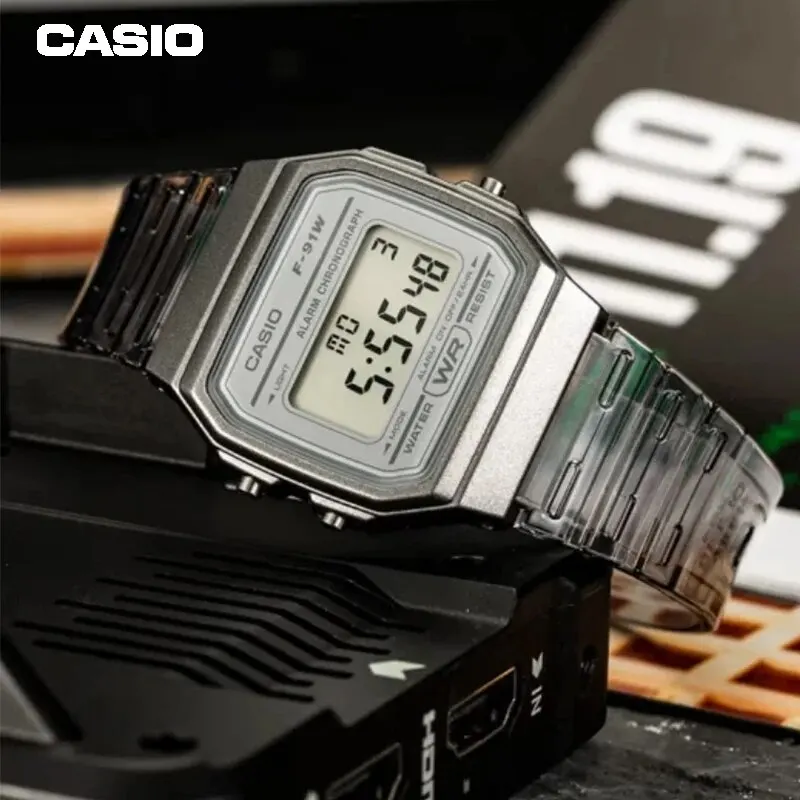 Casio F-91WS Square Electric Watch Resin Outdoor Waterproof Sports Women Men Student Watch Digital Stopwatch Automatic Calendar images - 6