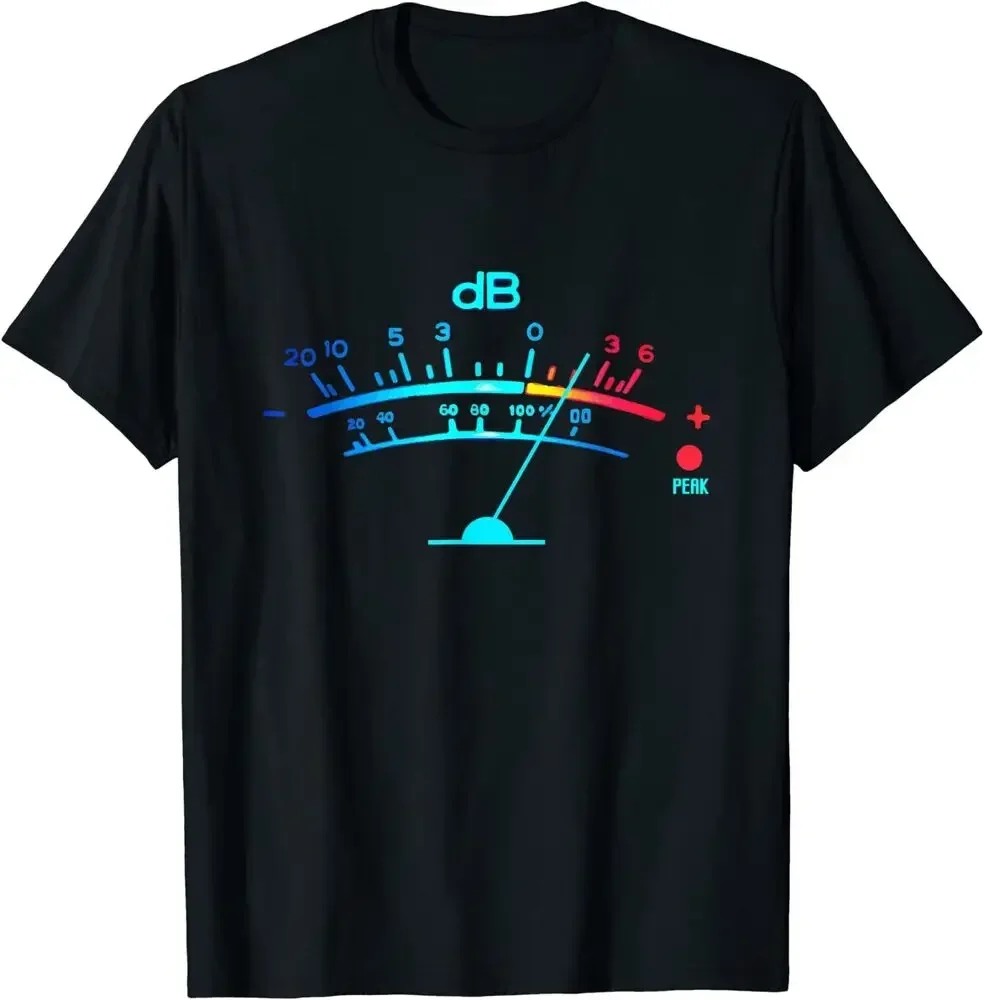 Volume VU Meter Vintage Audio Engineer Recording T-shirt Crew neck Summer short sleeve casual casual top for both men and women