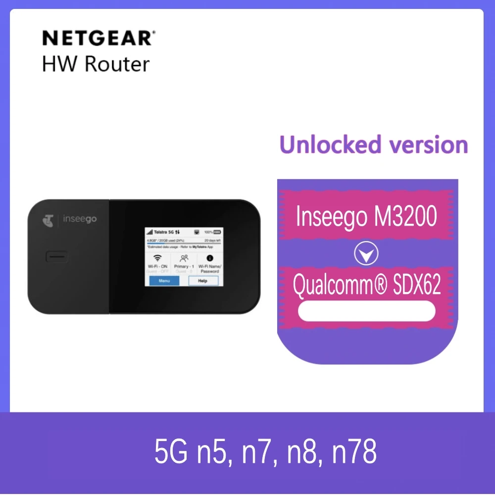 Inseego M3200 MiFi X Pro 5G Mobilny router hotspot o dużej prędkości ​ ​ Przenośny bezprzewodowy hotspot 5G/4G LTE WiFi 6 (zupełnie nowy)