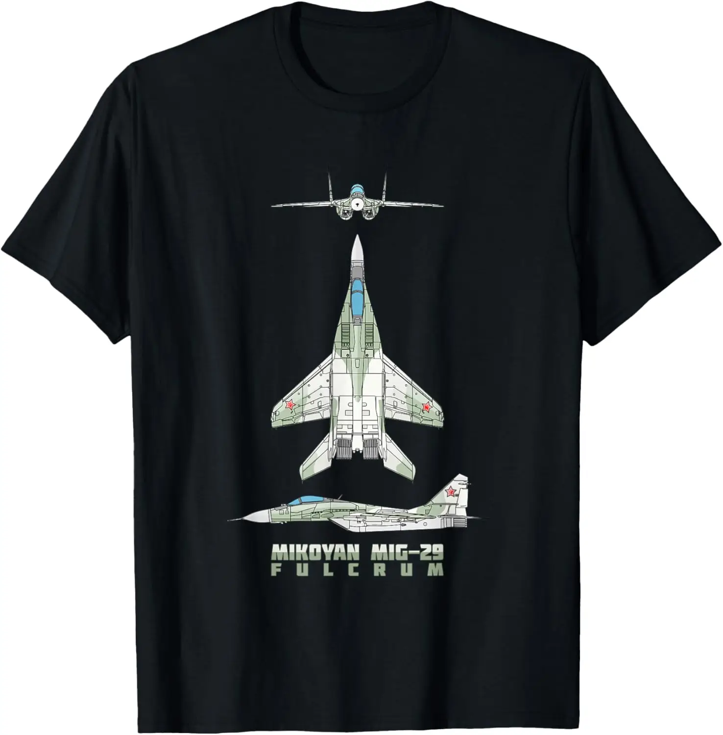 MiG-29 Russian Jet Fighter Plane Diagram T-Shirt Short Sleeve Casual 100% Cotton Shirt