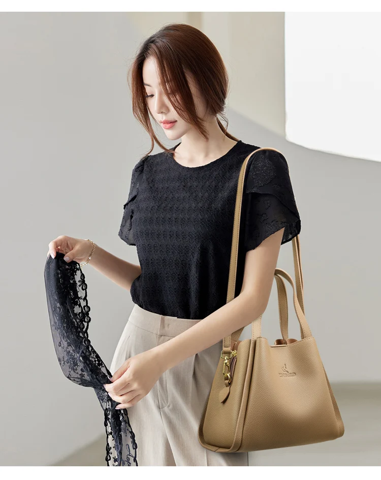 For Women New Soft Leather Designer Tote Bucket Branded Large Handbag Trend Women Simple Bag Female Luxury Shoulder Bags  Purses