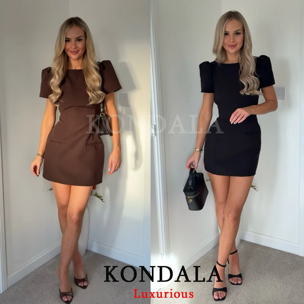 ชุดเดรสปาร์ตี้สีดำสุดเซ็กซี่และเก๋ไก๋จาก KONDALA แขนสั้น แต่งไหล่ ชุดมินิเดรสแฟชั่น ฤดูใบไม้ผลิ 2026 ชุดราตรีออกงานกลางคืน ชุดเดรสผู้หญิงสุดหรู