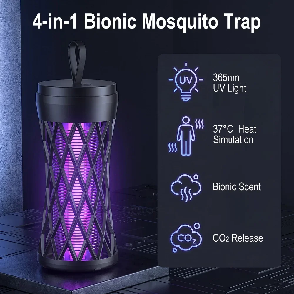 3000V Electric Shock Mosquito Killer 365nm UV Light USB Charging 2-in-1 Portable Indoor Outdoor Mosquito Repellent Lamp