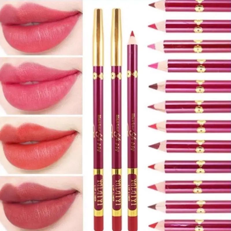 Lip Liner 13 Assorted Color Matte Transfer Proof Easy Glide Lip Pen for Beginner Festival Makeup Gift