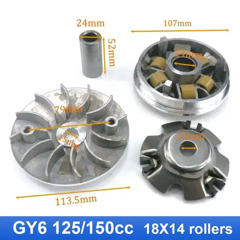 GY6 50cc 125cc 150cc JOG स्कूटर इंजन मोपेड ATV मिनारेली गो कार्ट पार्ट्स के लिए रोलर फैन क्लच के साथ मोटरसाइकिल वेरिएटर सेट 6 best sales गो कार्ट क्लच - №4