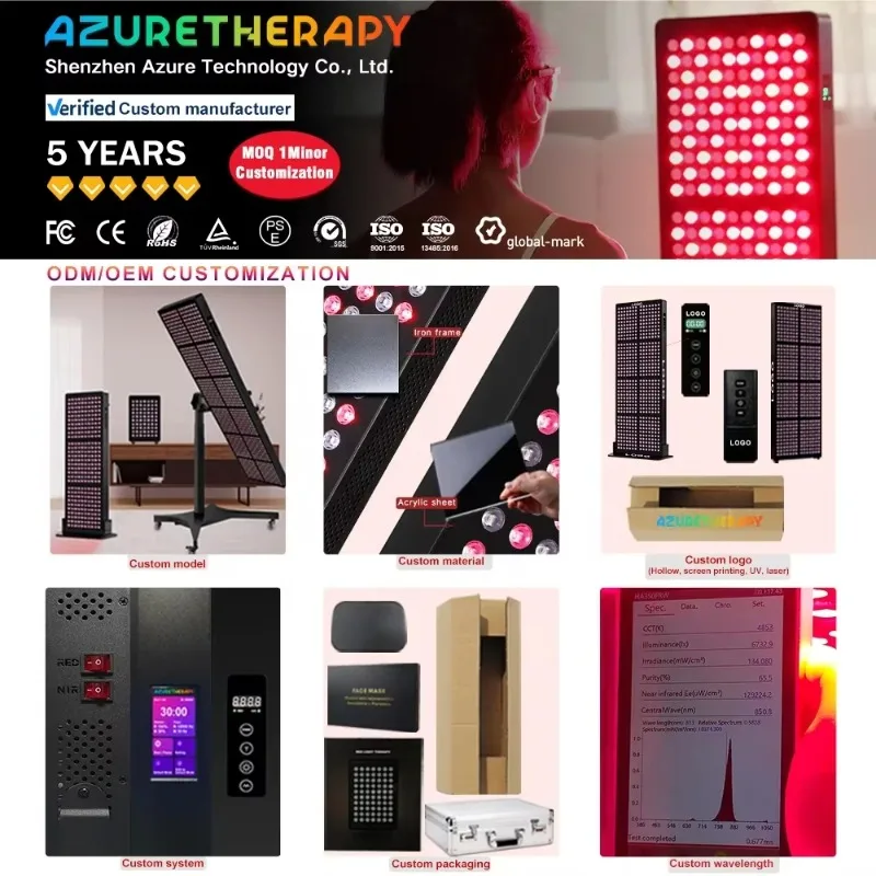 AZURE OEM ODM Touch Screen Beauty Skin Care Infrared Sauna Full Body Lamp PDT Machine Infared Device Led Red Light Therapy Panel