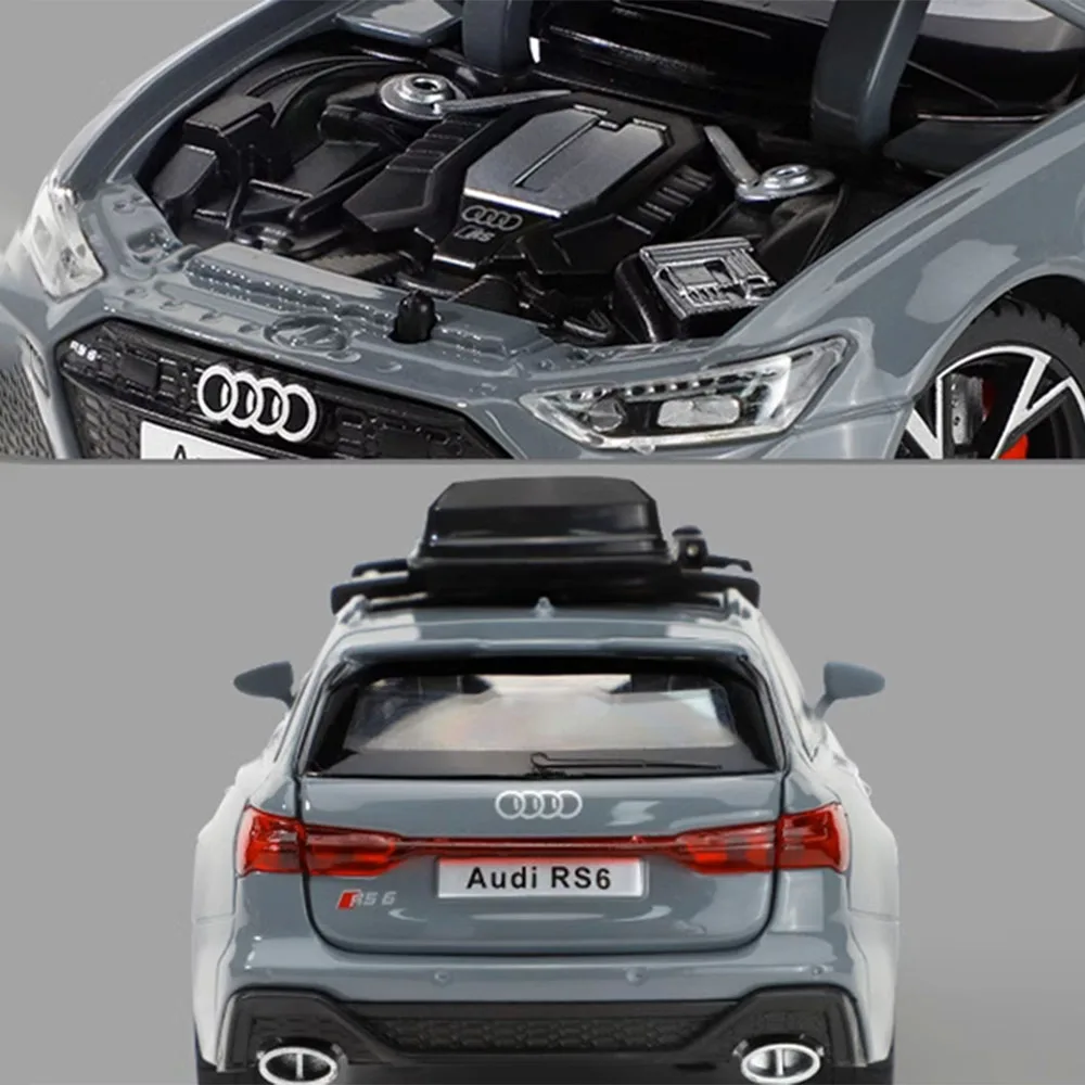 1/32 Audi RS6 Toy Car Model with Sound Light Doors Opened Alloy Diecast Model Vehicle Collection Toy for Boy Adult Festival Gift