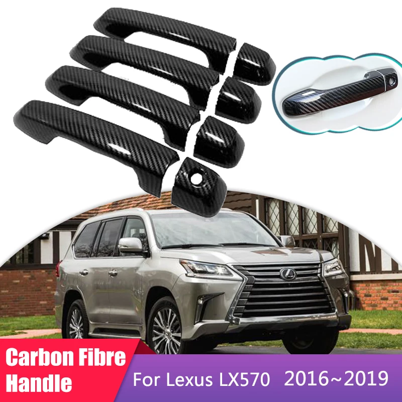 Carbon Fiber Door Handle Cover Fit for Lexus LX570 J200 LX450d 2016 2017 2018 2019 Luxurious Car Accessories Protective Stickers