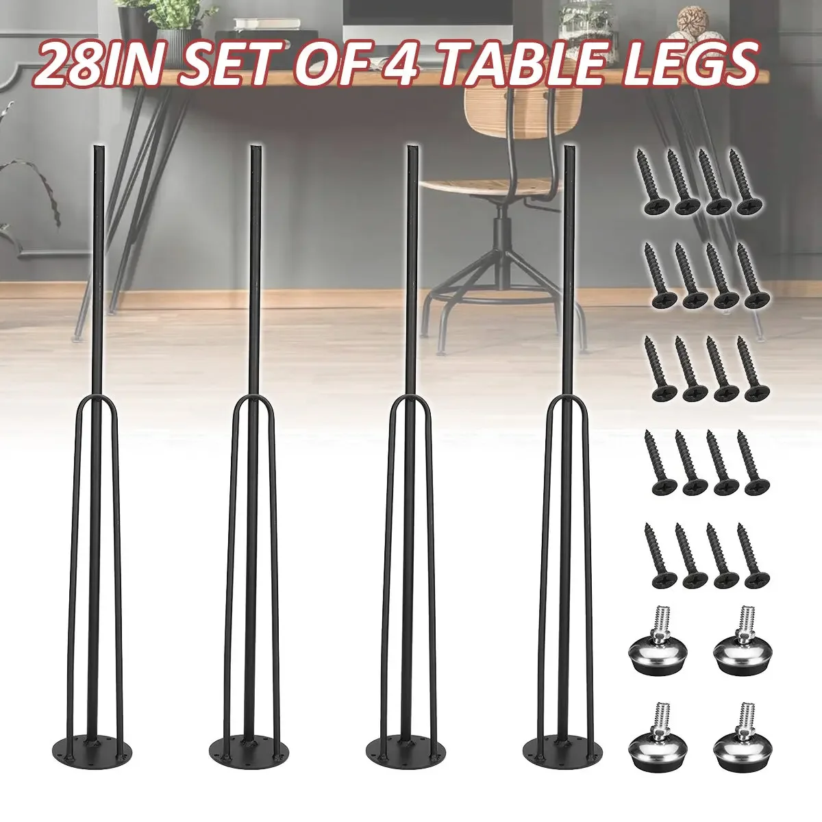 

4pcs 28 inch Simple Office Table Foot Black Iron Wire Hardware Accessories Modern Iron Leg Desk Bracket Table Foot