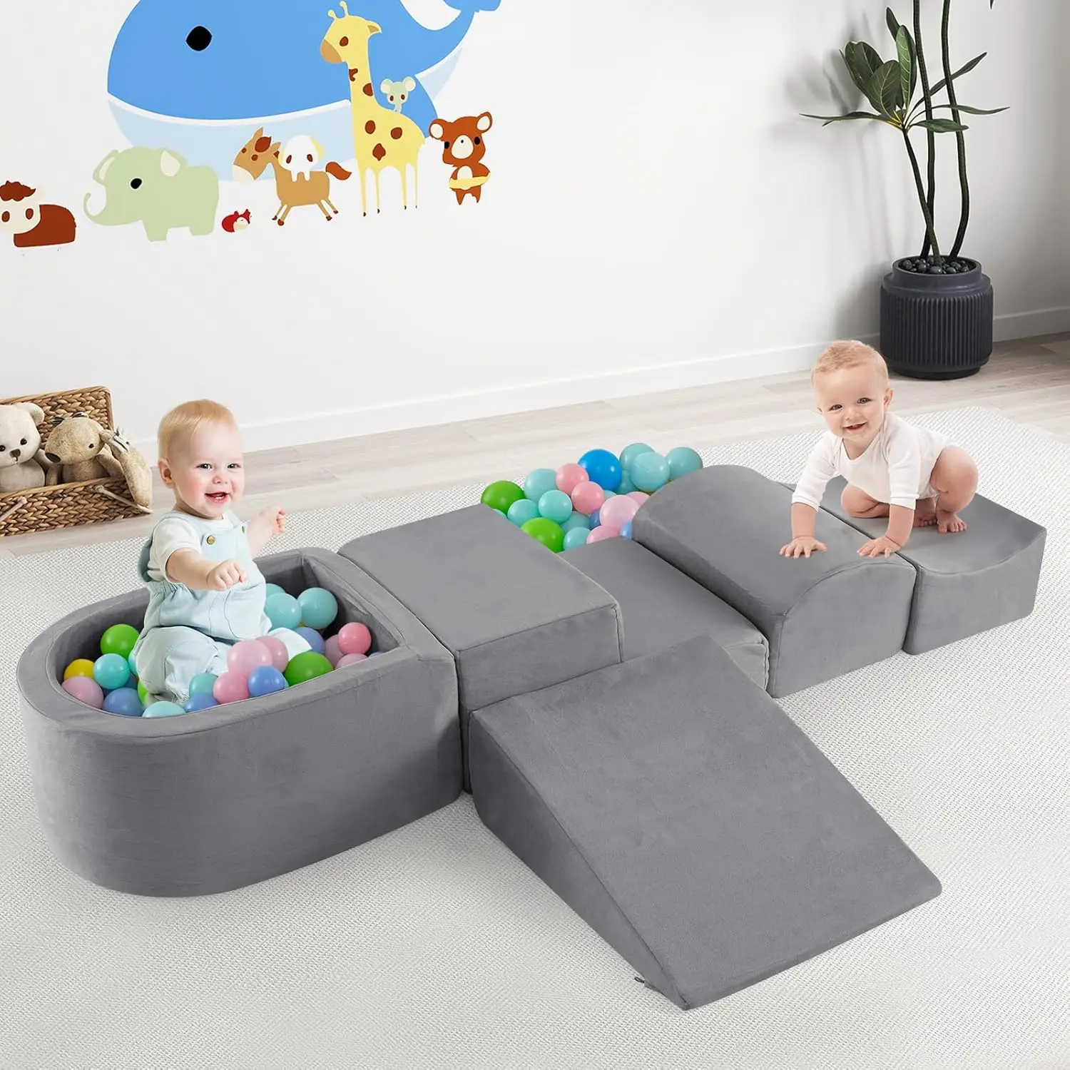 Brinquedos de escalada para crianças, blocos de escalada de espuma e poço de bolinhas para bebês, 5 peças crianças subir e rastejando bloco estrutura de atividade jogar s