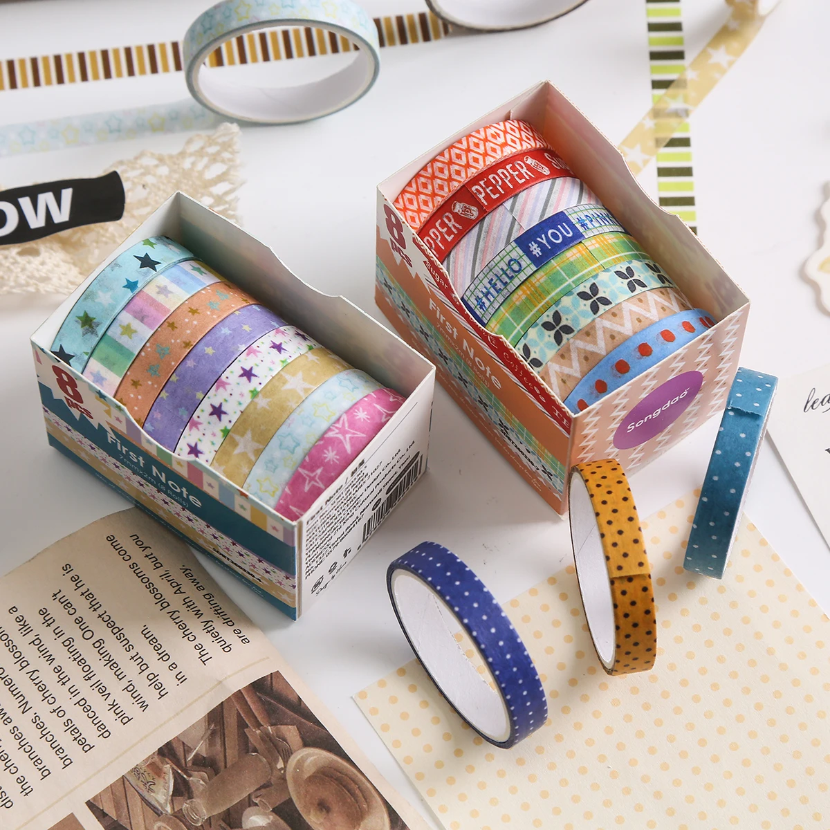 8 Rolls Retro Patterned Washi - огляд і ціна Masking Tape Thin