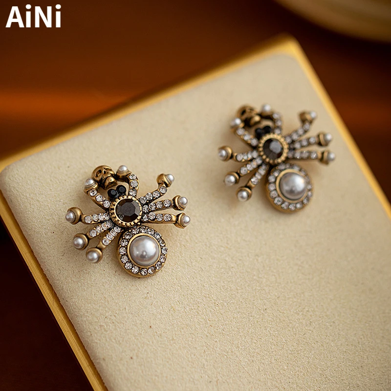 Modern Jewelry 925 Silver Needle Vintage Temperament Cool Sku Spider Earrings For Women Girl Gift 2023 Trend New Accessories