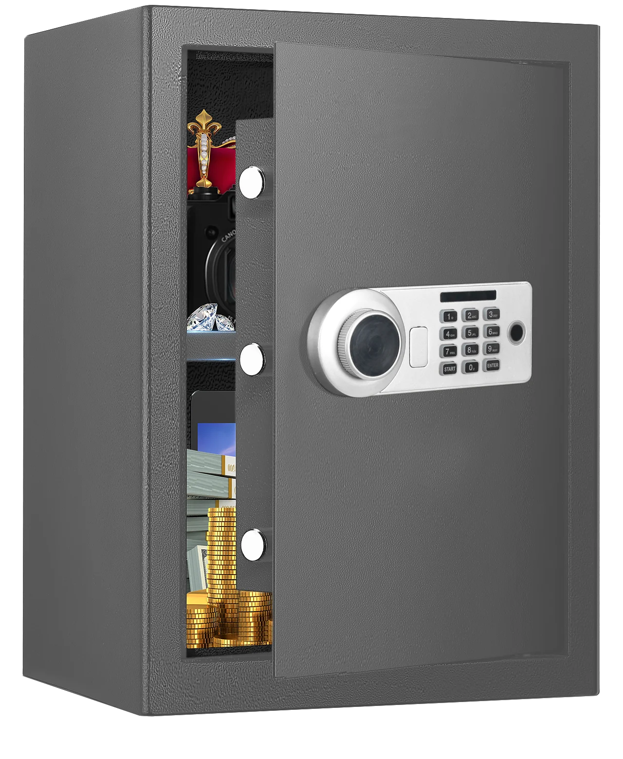 Caja Fuerte con Contraseña y Huella Dactilar, Caja de Seguridad para Oficina, Hotel y Hogar con Llave WIFI, Caja Fuerte, Caja Segura