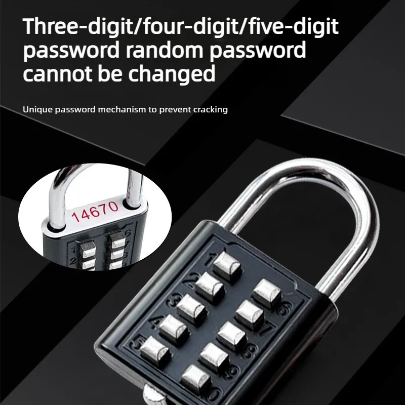 Keyless Combination Padlock with Push-Button Code, Small Luggage Lock for Gym Locker, Backpack, Suitcase, School Bag