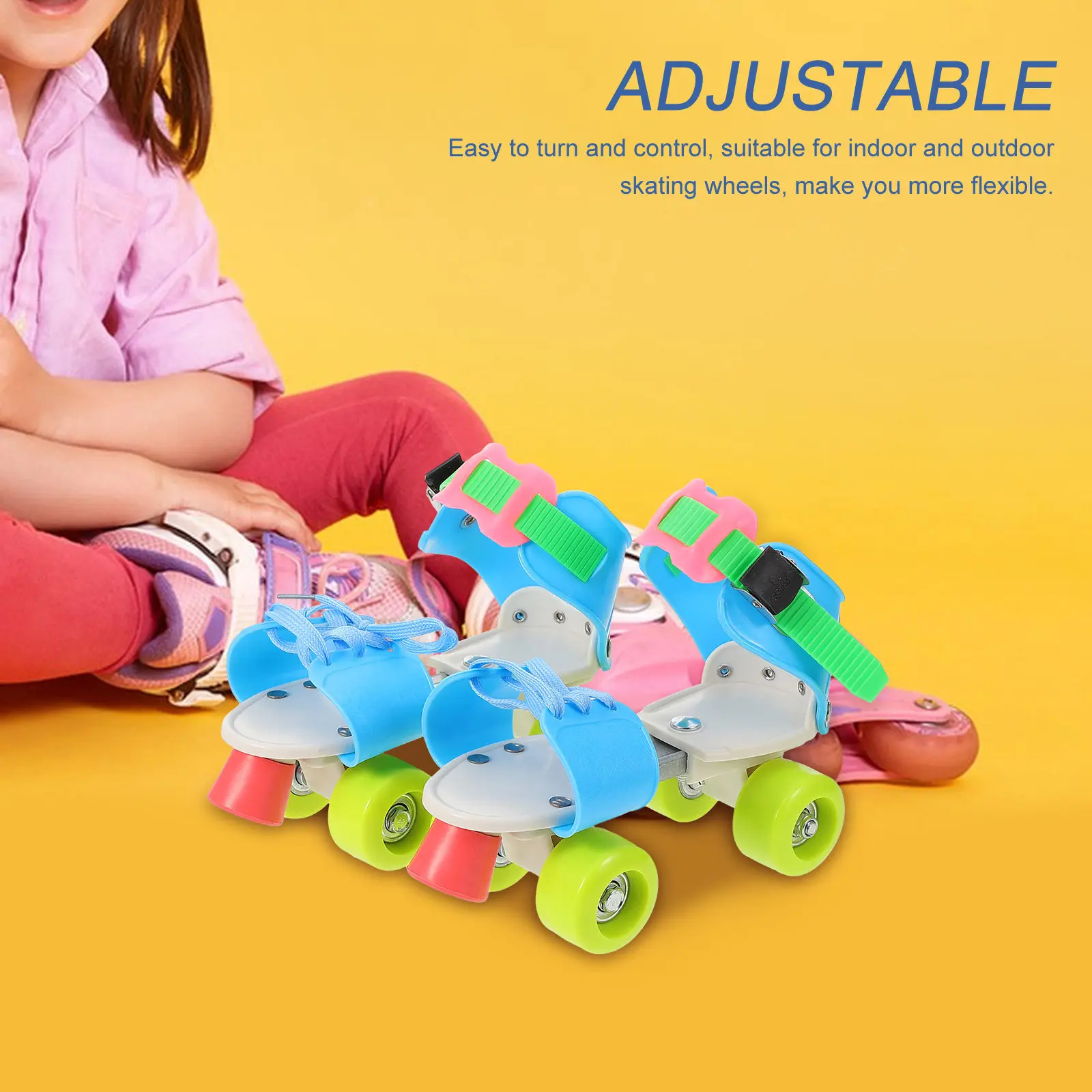

1Pair Adjustable Double Row Roller Skates for Beginners Indoor Outdoor Training Comfortable Lightweight Stable Skating Shoes